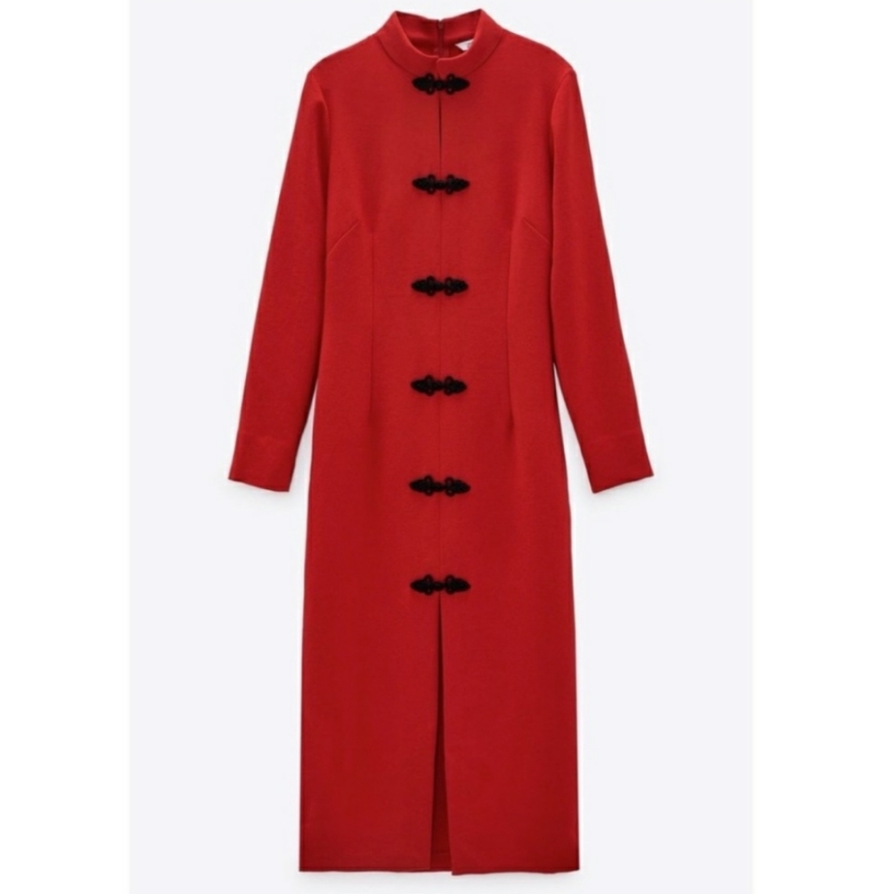 NWT ZARA RED ASIAN STYLE DRESS
